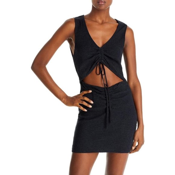 Free People Dresses & Skirts - Free People Women’s Cutout V Neck Mini Dress Size L Black New